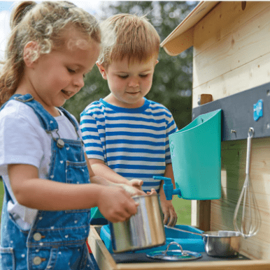 Children playing with mud kitchen