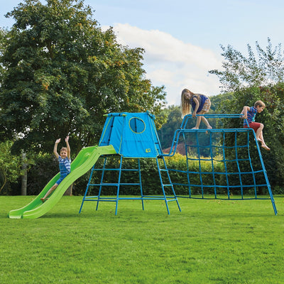 children playing on an explorer metal climbing frame