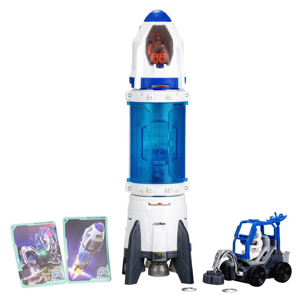 The TP Toys Astropod Deluxe includes a detachable capsule, blue rover, and two illustrated cards—an exciting educational toy that inspires imaginative space adventures.