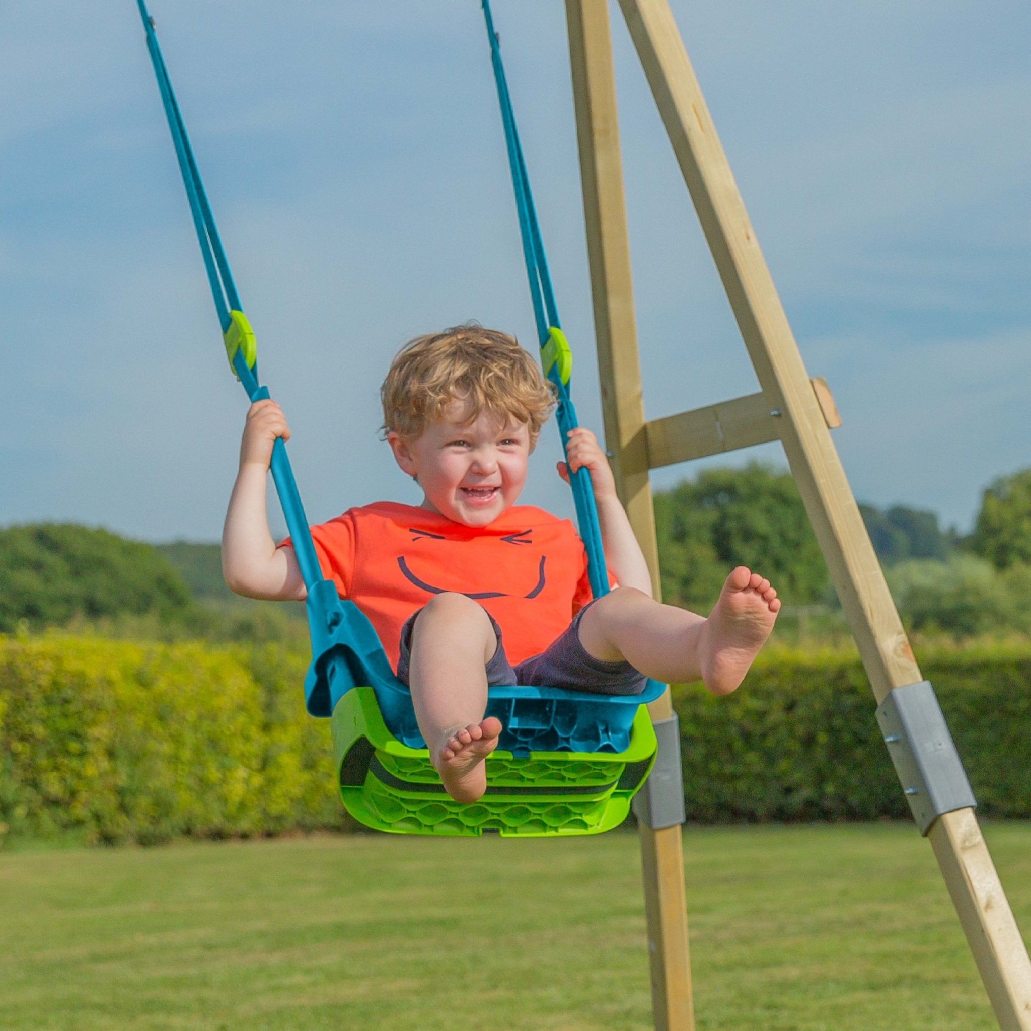 Sedile Altalena 3 In 1 TP Toys TP929 Verde Per Bambini 3+ Anni, Con Cinghia UV E Superficie Antiscivolo, Portata 60kg