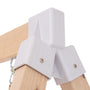 Close-up of a Single Wooden Swing Arm joint for the Buttercup Cottage Playhouse by TP Toys, secured with white brackets and screws, crafted from FSC® certified wood.