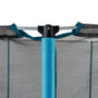 Close-up of a blue trampoline pole with black mesh safety net and black plastic connector—ideal for the TP Up 14ft Trampoline by TP Toys or any safe kids' garden trampoline.