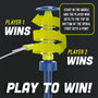 Close-up of the TP Toys Pickleball All Surface Swingball shows arrows indicating movement; text explains Player 1 and Player 2 scoring. Includes lightweight pickleball bats and adjustable pole—great for all ages. Play to Win!.