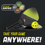 The TP Toys Pickleball Bat and Ball Set includes two lightweight paddles and a yellow ball, ideal for play on grass, concrete, sand, or wood. Slogan: Take Your Game Anywhere!.