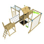 The TP Toys TP Skywood Wooden Tower Climbing Frame features a Super Wavy Slide, Sky Deck, Monkey Bars, Skywalk Bridge, Skyline with Swing Seat, and an extra play tower—ideal for active kids and adventurous outdoor fun. FSC® certified.
