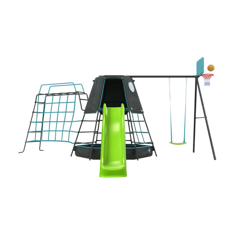 Explorer Metal Climbing Frame Edition Ripple Slide Swing Arm Monkey Bridge &amp Basketball Hoop