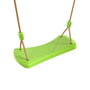 A green Rapide roped swing seat by TP Toys hangs from two brown ropes, isolated on white, perfect as a glide ride accessory for your TP Knightswood Double Wooden Swing Set.
