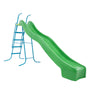 The TP Toys TP 10ft (3m) Super Wavy Slide & Stepset, made from UV-stabilised green plastic with blue metal steps and handrails, is shown on a white background.