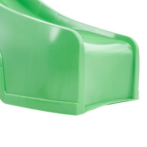 Close-up of the TP Toys 10ft (3m) Super Wavy Slide & Stepset in green, UV-stabilised with curved end and side walls—perfect for your garden playground.