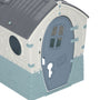 The TP Toys Palplay Plastic Misty Sky Dream Playhouse features a UV-resistant design with cream walls embossed with animal shapes, a gray roof, and a blue door with mail slot and keyhole—ideal for indoor or outdoor play.
