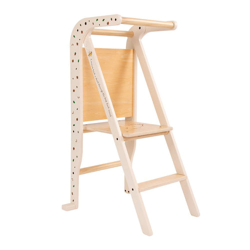 Introducing The Gruffalo Wooden Helper Tower by TP Toys—an FSC® certified light wood kitchen learning tower featuring two steps, side handles, and a sturdy wooden back panel. Designed for children to safely reach counter height, this versatile toddler step stool is perfect for little ones eager to help out in the kitchen or join in with family activities.
