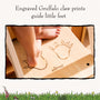 A child’s bare feet step onto the FSC® certified The Gruffalo Wooden Helper Tower by TP Toys, featuring engraved Gruffalo claw prints and text to guide foot placement—making it the perfect toddler step stool or helper tower for your home.