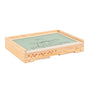 A rectangular wooden tray with a green base, featuring an engraved cartoon animal illustration and paw prints along the sides—perfect as The Gruffalo Wooden Creative Station by TP Toys (FSC® certified), or for organizing your child’s favorite wooden creative toy accessories and magnetic pieces.