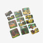 Eleven illustrated foam puzzle pieces featuring forest and animal scenes are scattered on a white background, perfect for pairing with the TP Toys The Gruffalo Foam Bath Figures or other foam bath toys to make bath time even more magical.