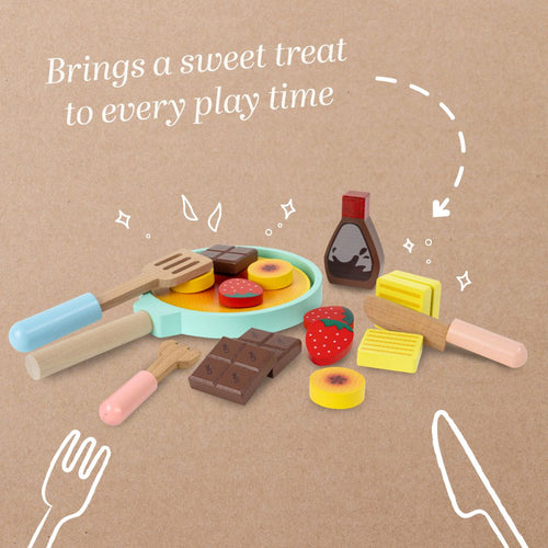 The TP Toys Owl & Fox Wooden Pancake Set (FSC® certified) features toy wooden desserts, utensils, and a plate for imaginative play—bringing a sweet treat to every playtime.