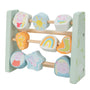 The Grow With Peppa Pig Wooden Abacus by TP Toys features three rods with rotating colorful blocks showing Peppa Pig, sun, rainbow, and star—perfect for sensory play and developing fine motor skills.