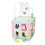 The TP Toys Grow with Peppa Pig Wooden Activity Cube features shape sorting, a bead maze, and animal-themed blocks to support sensory play and fine motor skills.