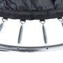 Close-up of metal springs attached to the galvanized steel frame and black jumping mat of the TP Genius® 12ft Round Trampoline by TP Toys, highlighting its durability and quality craftsmanship.