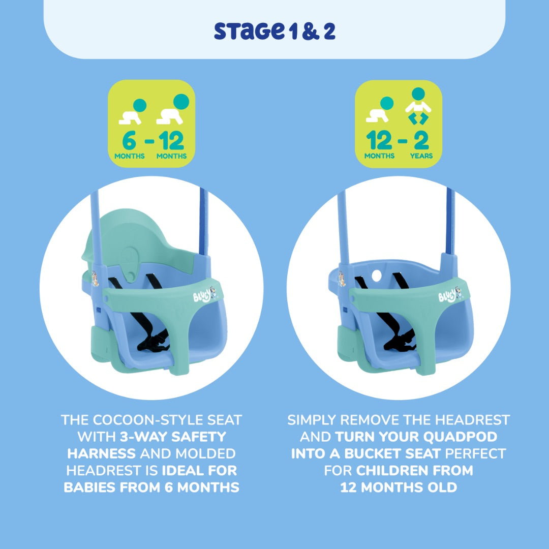 Forest Single Swing with Bluey Quadpod for Toddlers | TP Toys