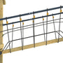 The TP Toys TP Skywood Wooden SkyWalk Bridge features a modular design with black rope netting, crafted from FSC® certified wood and anchored to a sturdy wooden support post.