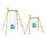 Two TP Toys TP Forest Acorn Growable Swing Sets with Bluey Quadpod seats, each with a small yellow flag on top, are displayed against a white background. Both sets are FSC® certified.