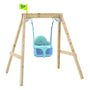 The TP Toys TP Forest Acorn Growable Swing Set with Bluey Quadpod offers comfort and safety for your little one, featuring a sturdy FSC® certified wooden frame and versatile Quadpod Baby Swing Seat.