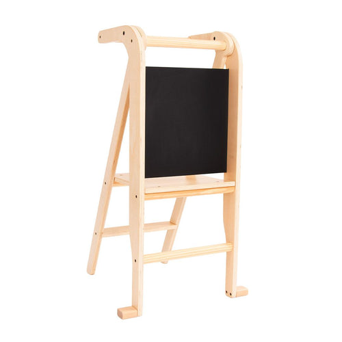 TP Active-Tots Pikler Style Wooden Helper Tower with a built-in chalkboard.