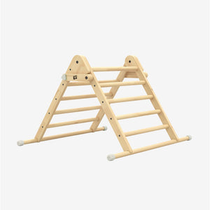 The TP Toys TP Active-Tots Pikler Style Wooden Climbing Triangle – FSC® certified, is a Montessori-inspired toy designed for children’s play and motor skill development. Crafted from wood with rounded edges, this toddler indoor climbing triangle is set against a plain white background.