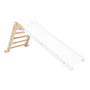 The TP Active-Tots Pikler Style Folding Wooden Slide by TP Toys features a white ramp and climbing ladder—ideal for indoor play and helping kids develop motor skills. Made from FSC® certified wood.
