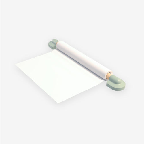 TP Active-Tots Play Table Paper Roll Accessory featuring a white paper roll mounted on a wooden dowel with two light green brackets.