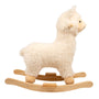 The TP Toys Active-Tots Rocking Llama is a soft plush white rocking toy with wooden rockers, pictured in profile on a white background—perfect for little ones.