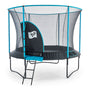 TP Genius Blue 10ft Round Trampoline with a blue and black SurroundSafe enclosure, a side ladder, and a zippered entrance.
