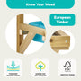 Close-up of TP Toys' TP Early Fun Mud Kitchen Playhouse Accessory—light brown, pressure-treated FSC® certified European timber with metal screws—designed for outdoor use as a perfect playhouse or mud kitchen addition.