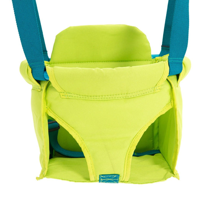 A close-up of the TP Foldaway Baby Swing by TP Toys, highlighting its convenient design for easy use indoors and outdoors.