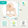 The Buttercup Cottage Wooden Playhouse with Deck from TP Toys is a delightful outdoor playhouse, complete with a spacious deck, ladder, and windows—ideal for imaginative adventures. Measuring 219cm high, 178cm wide, and 102cm deep, it’s perfect for children aged 3 years and up. Crafted from FSC® certified wood that is pre-panelled and pre-drilled for easy assembly, this garden playhouse combines quality construction and playful charm to enhance any backyard.