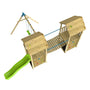 The TP Skywood Wooden Tower Climbing Frame by TP Toys features two towers, a Sky Bridge, Ripple slide, climbing wall, and double swing arm—an FSC® certified playset for endless outdoor adventures.
