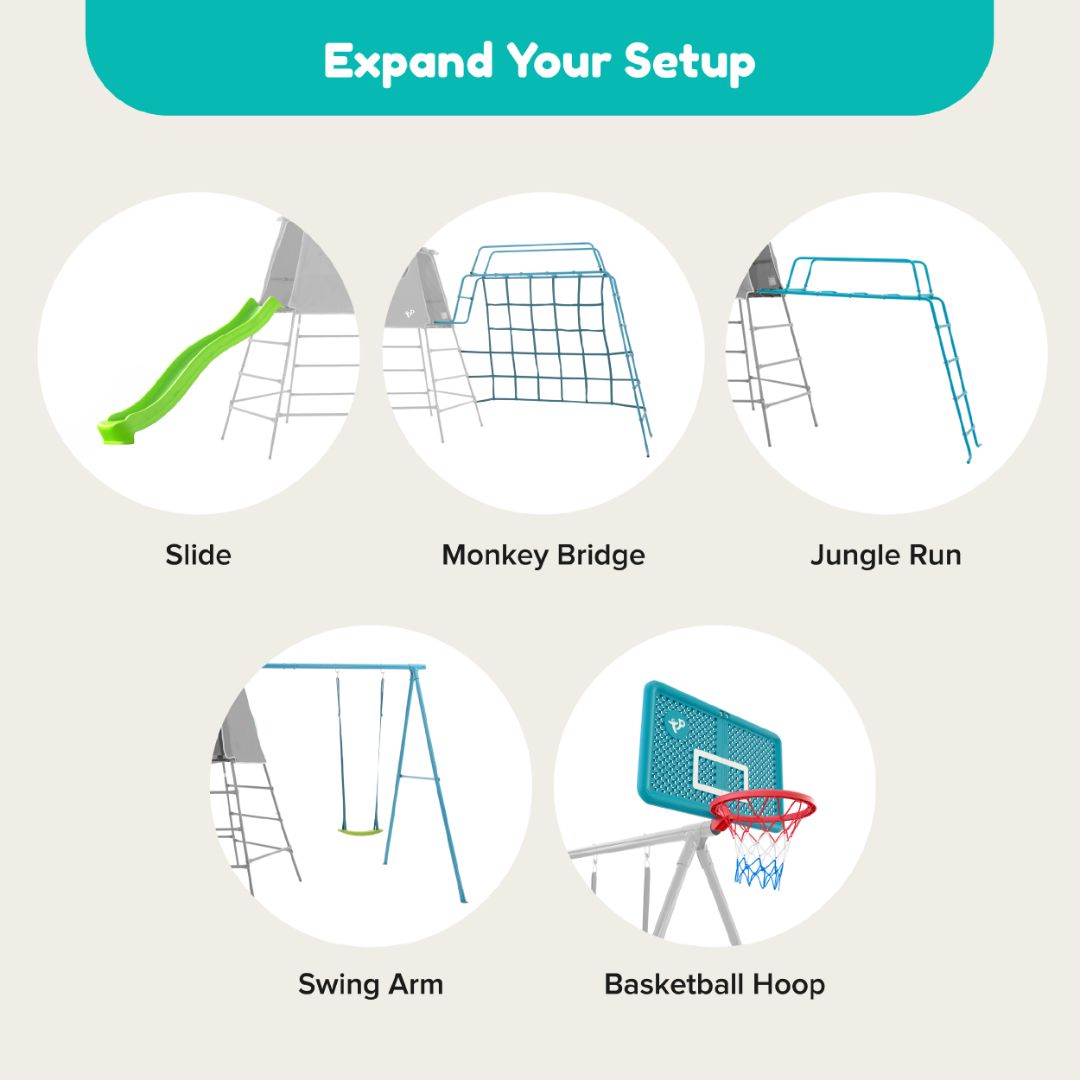 Explorer Frame Set with Slide & Basketball Hoop | TP Toys