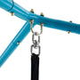 Close-up of the TP UFO Den & Metal Frame by TP Toys, featuring blue tubular bars, sturdy bolts, and a swivel hook with a black strap—ideal for enhancing any children’s play tent or UFO den setup.