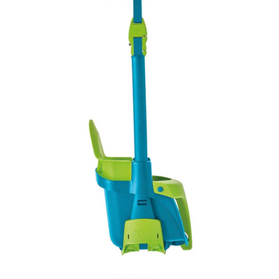 The TP Toys Small to Tall 2 in 1 Metal Swing Set with Quadpod features a blue and green swing seat with safety straps, adjustable height, and versatile hanging options, ensuring lasting fun as your child grows.