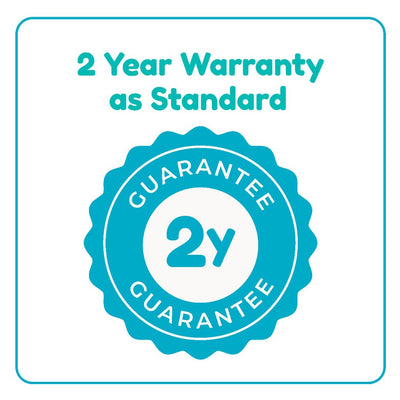 A blue and white graphic shows “2 Year Warranty as Standard” for the TP Toys Build Your Own Deluxe Double Metal Swing Frame, featuring a circular badge with 2y Guarantee.