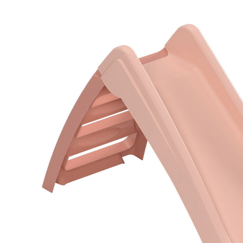 Close-up of the TP Toys PalPlay Pink Blush Plastic 4ft Folding Slide, showcasing its steps and sliding surface—ideal as a versatile indoor or outdoor playtime slide.