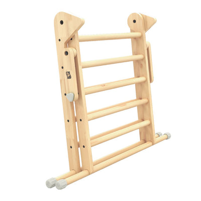 The TP Toys TP Active-Tots Pikler Style Wooden Climbing Triangle is an FSC® certified climbing ladder with five horizontal rungs, rounded edges, and gray foot caps—ideal for active Montessori play for toddlers.