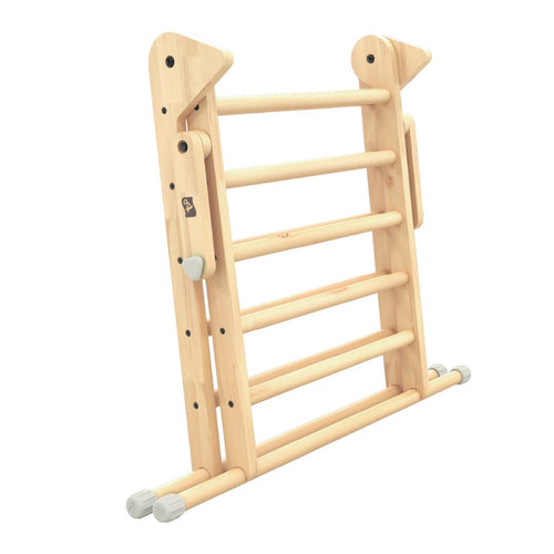 The TP Toys TP Active-Tots Pikler Style Wooden Climbing Triangle is an FSC® certified climbing ladder with five horizontal rungs, rounded edges, and gray foot caps—ideal for active Montessori play for toddlers.