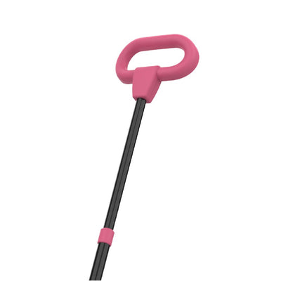 A TP Toys Zoomee 4 in 1 Trike - Unicorn Dream black pole features a pink handle and a pink band near the top, shown against a plain white background.