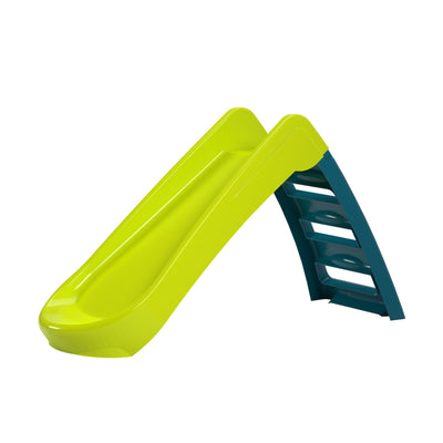 The TP Toys PalPlay Green & Blue Plastic Folding First Slide is a small children’s slide with a bright green chute and blue steps, suitable for indoor and outdoor play, shown on a plain white background.