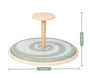 TP Active-Tots Pikler Style Wooden Spinning Seat with a central vertical post and a green and white spiral pattern, measuring 24.5cm in height and 45cm in diameter.