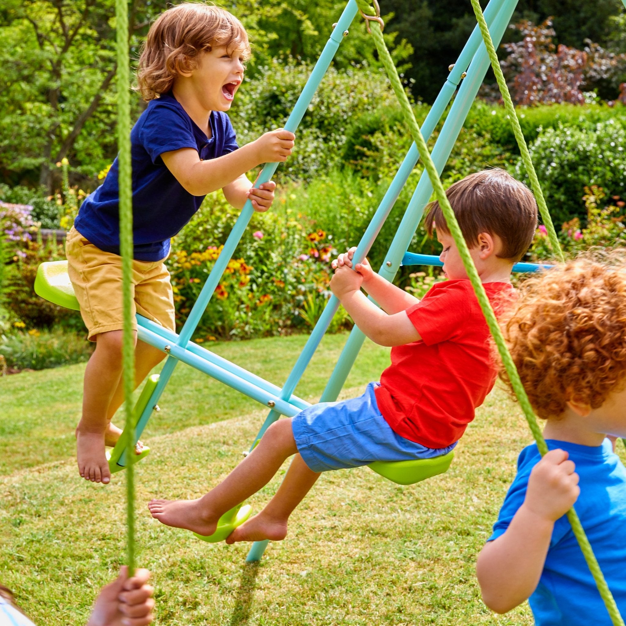 TP Triple Metal Swing Set with Glider Seat | TP Toys