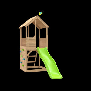 Treehouse Wooden Play Tower, with Wavy Slide with Slide Lock & Climbing Wall - FSC<sup>&reg;</sup> certified