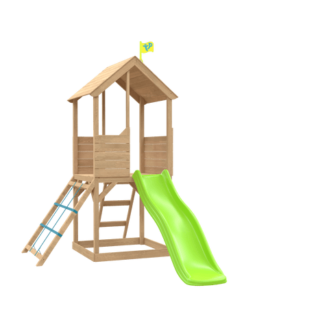 Treehouse Wooden Play Tower Wavy Slide & Cargo Net FSC® certified
