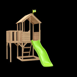 Treehouse Wooden Play Tower, with Wavy Slide with Slide Lock & Wooden Balcony - FSC<sup>&reg;</sup> certified